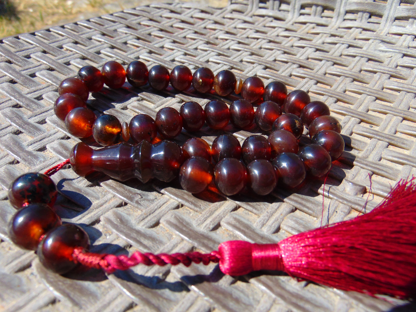 47 gr Hand Tasbih 33+3 Beads 12 mm Indonesian Red Amber for Healing FR67