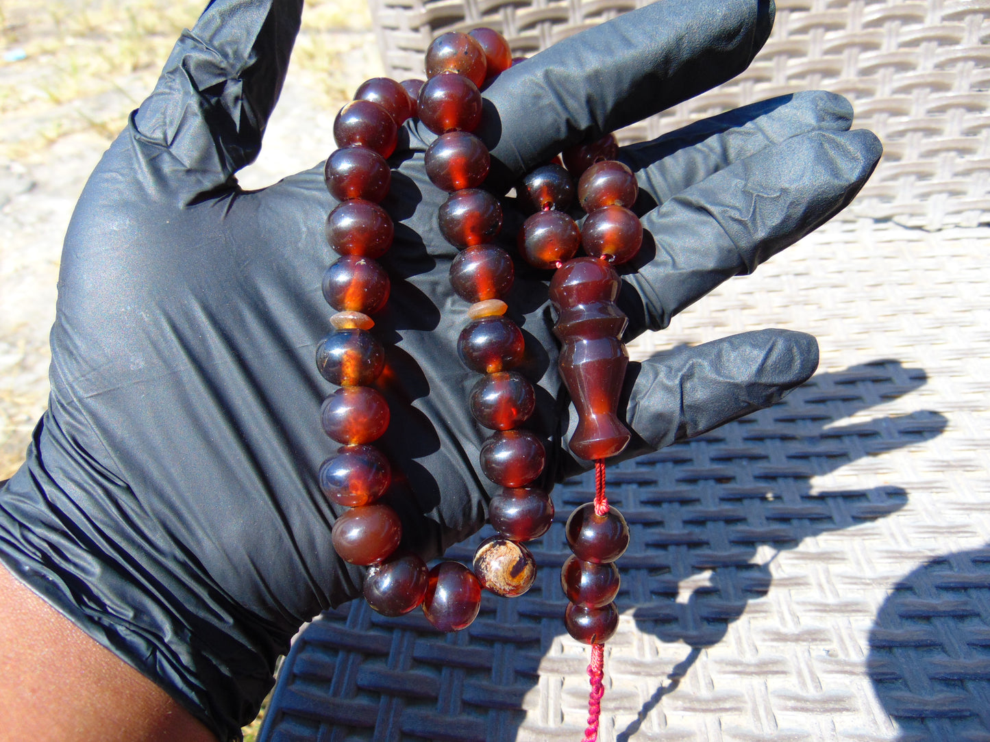 47 gr Hand Tasbih 33+3 Beads 12 mm Indonesian Red Amber for Healing FR67