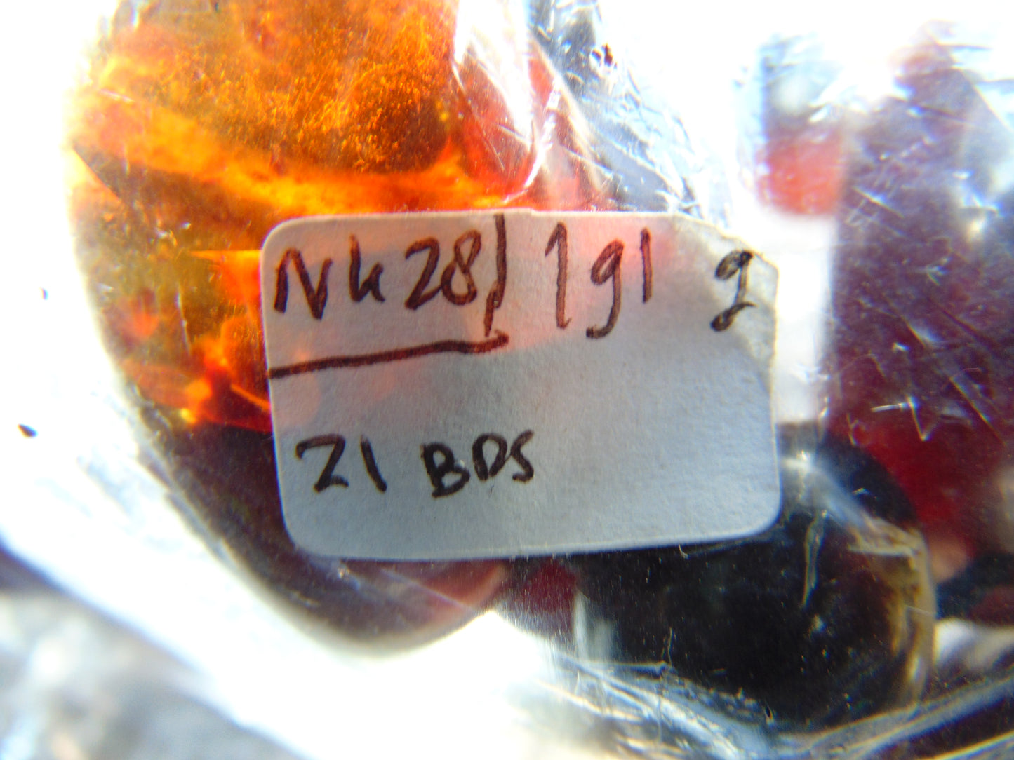 191 gr Small Necklace beads Indonesian Red Blue Amber for Healing NK28