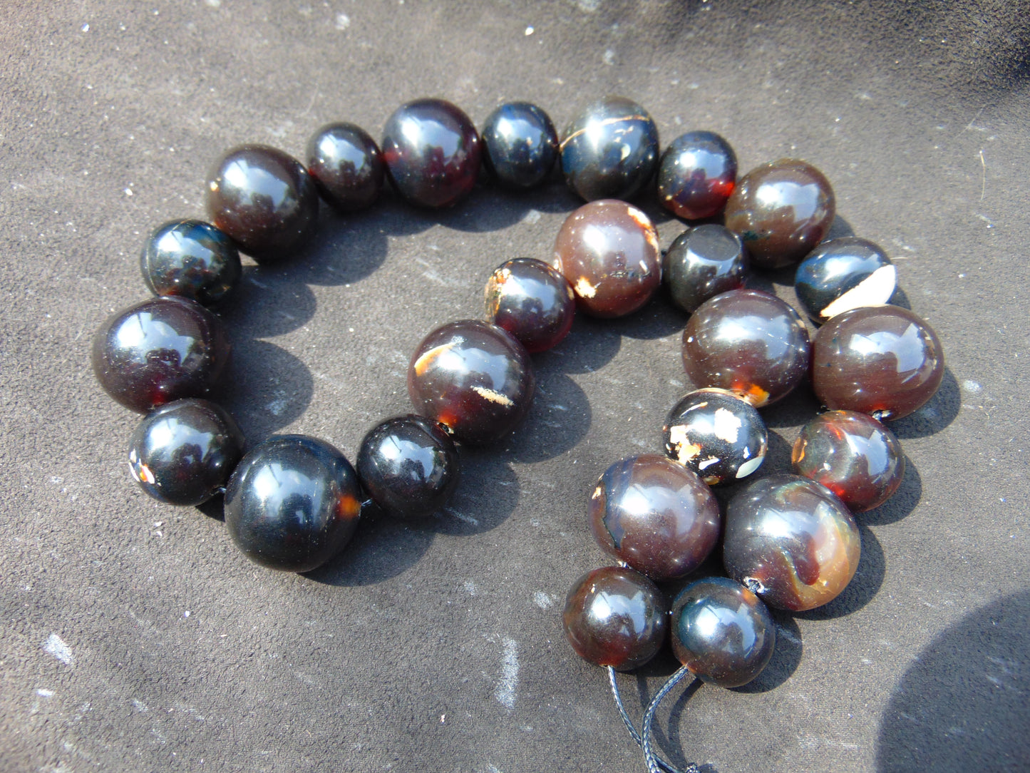 174 gr Small Beads Combination Necklace Indonesian Dark Red Amber for Healing A25K49