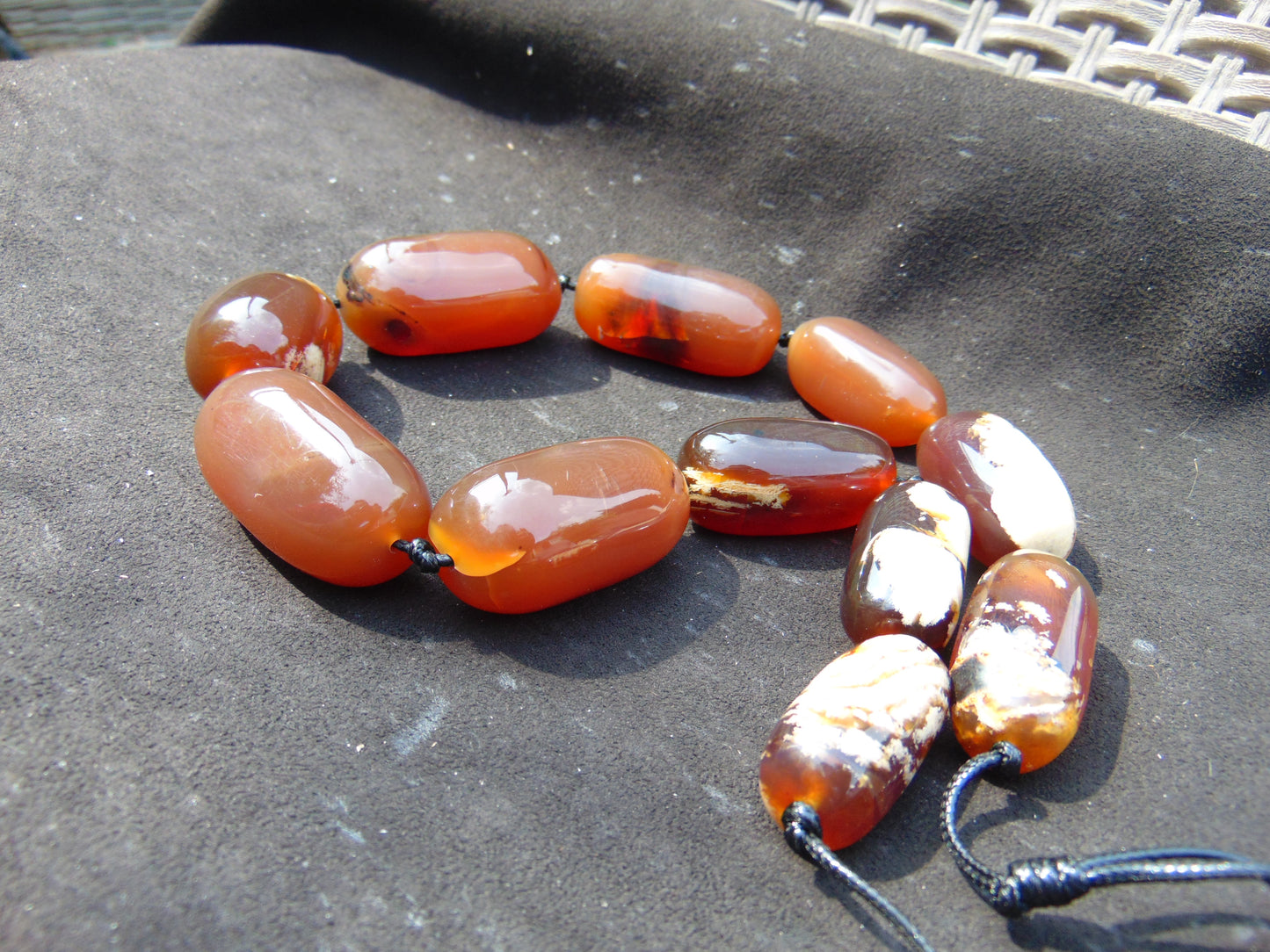169 gram Small Beads Combination Necklace Indonesian Caramel Red Amber for Healing A11K39