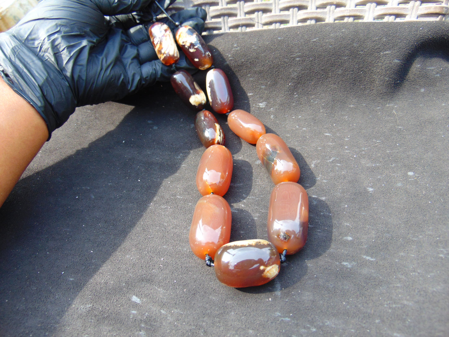 169 gram Small Beads Combination Necklace Indonesian Caramel Red Amber for Healing A11K39