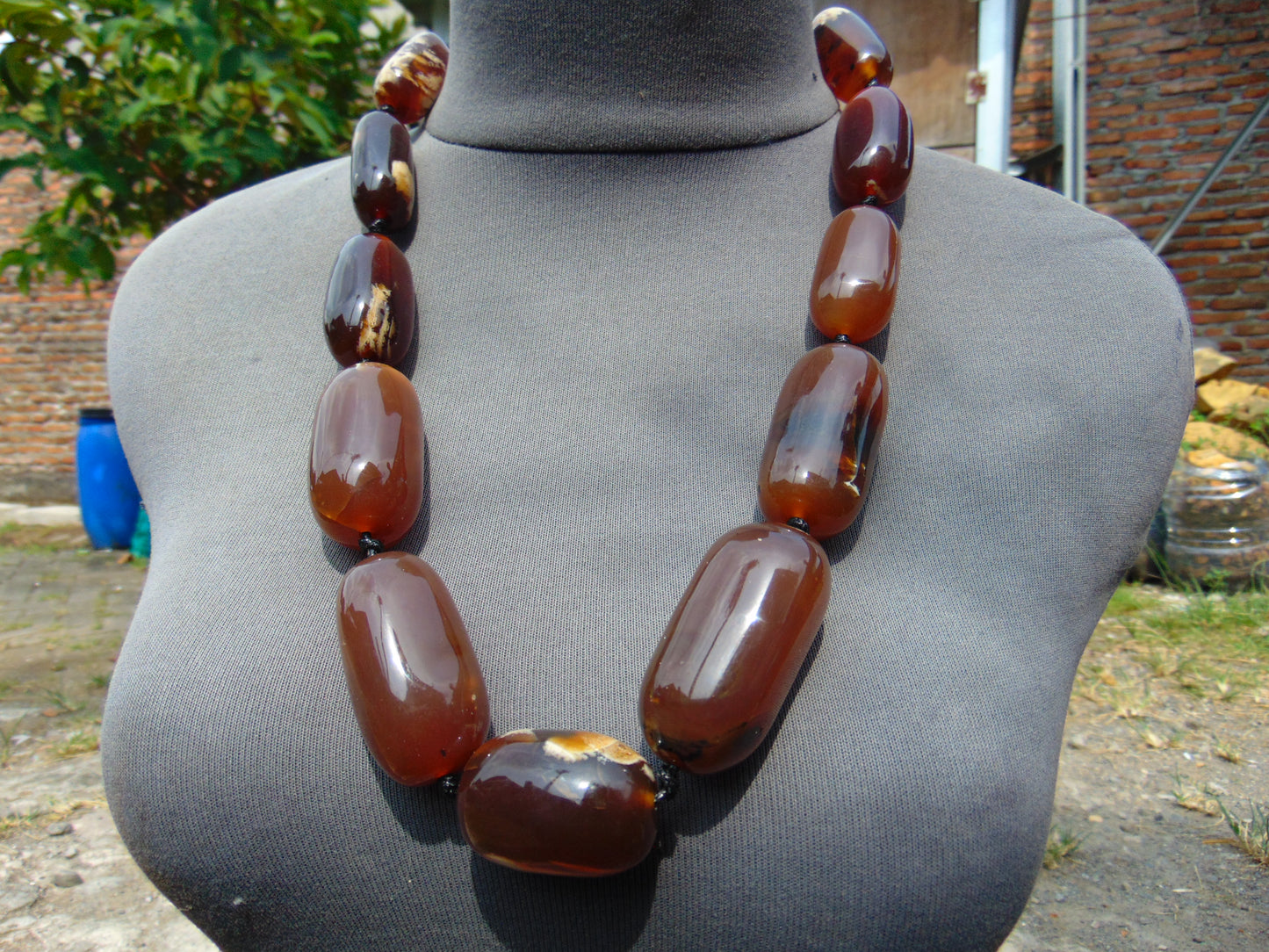 169 gram Small Beads Combination Necklace Indonesian Caramel Red Amber for Healing A11K39