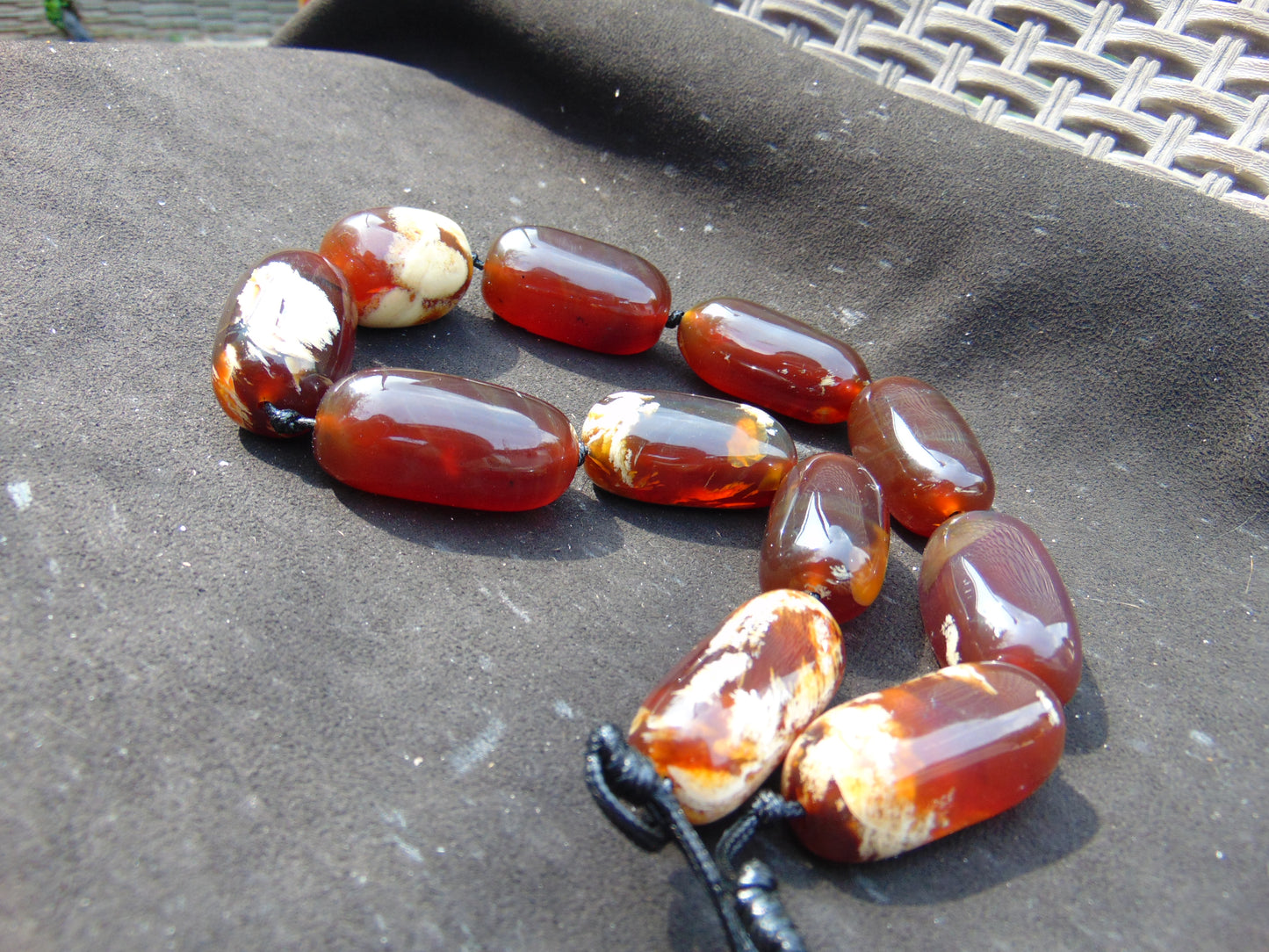 182 gram Small Beads Combination Necklace Indonesian Red Amber for Healing A11K38