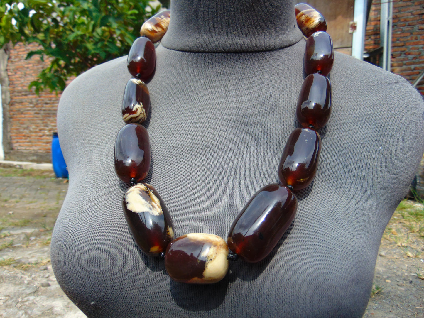 182 gram Small Beads Combination Necklace Indonesian Red Amber for Healing A11K38