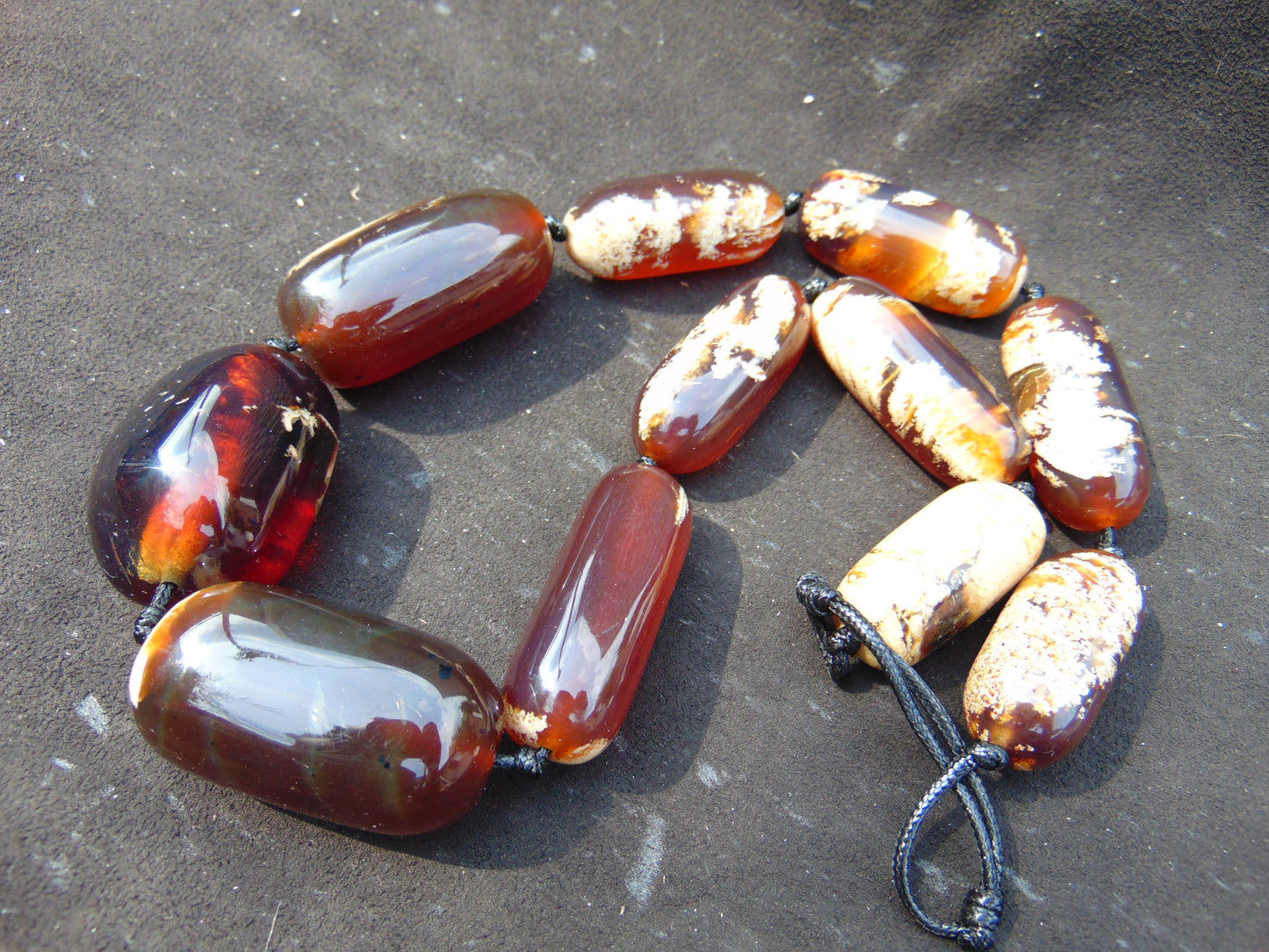 162 gram Small Beads Combination Necklace Indonesian White Red blue Amber for Healing A11K40