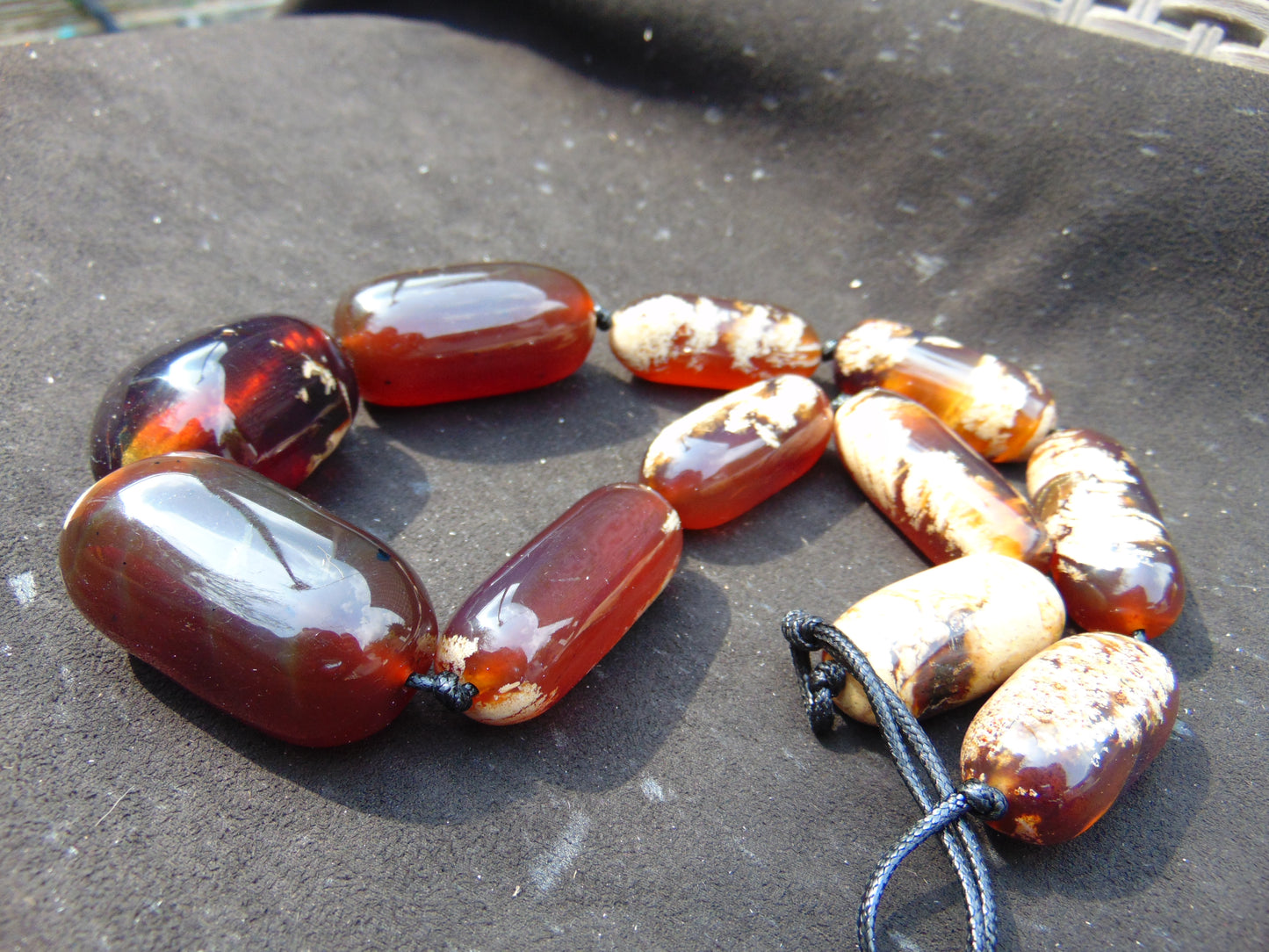 162 gram Small Beads Combination Necklace Indonesian White Red blue Amber for Healing A11K40