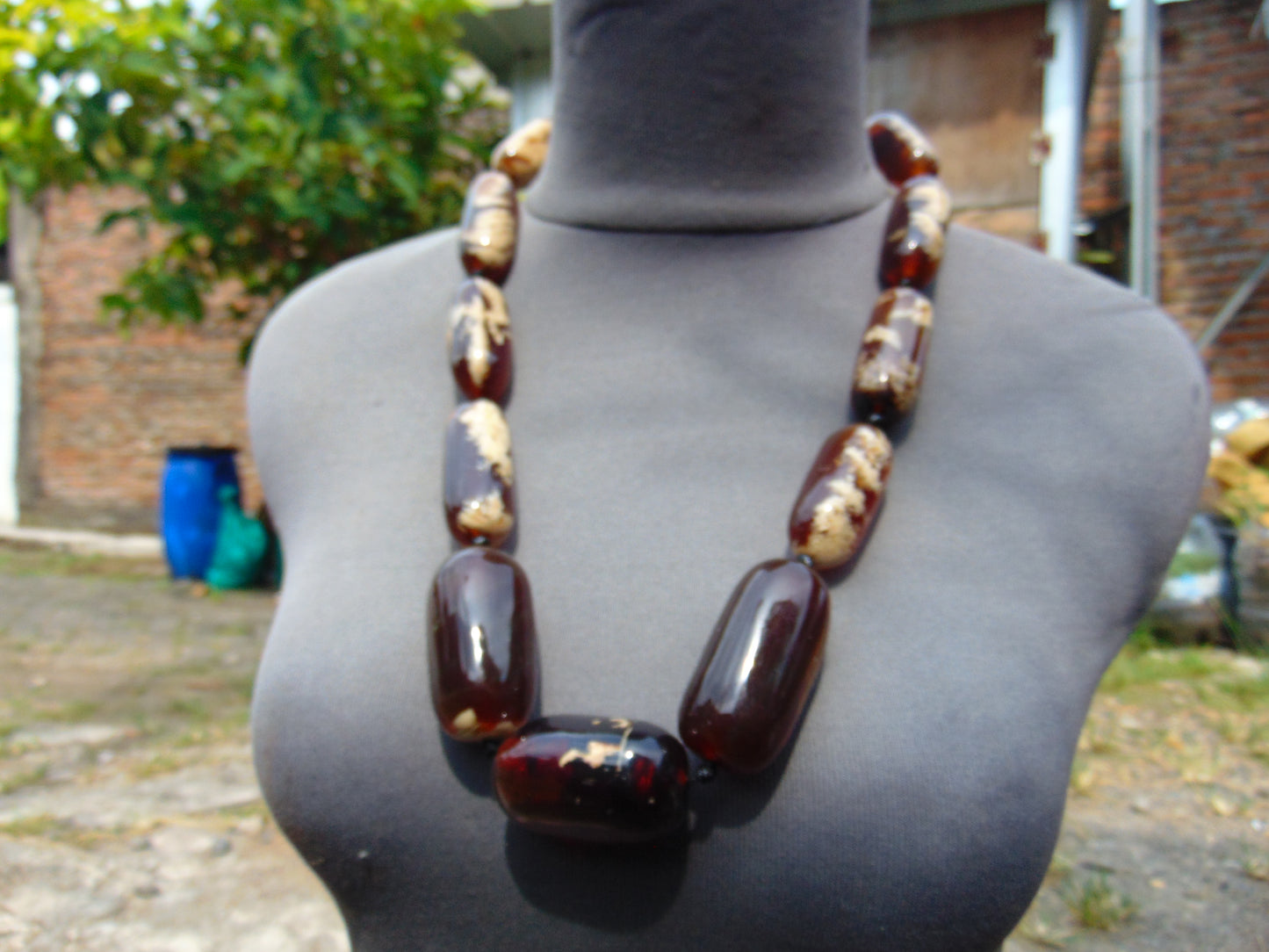 162 gram Small Beads Combination Necklace Indonesian White Red blue Amber for Healing A11K40