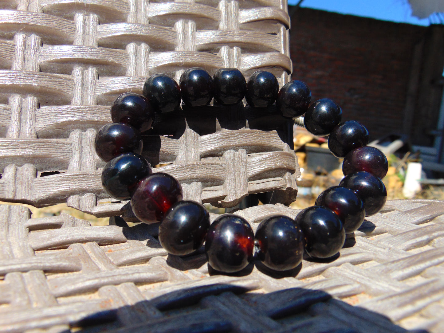 18 Gram 18 small Beads Bracelet Indonesian Cherry Red Amber 12 mm for Healing FR97