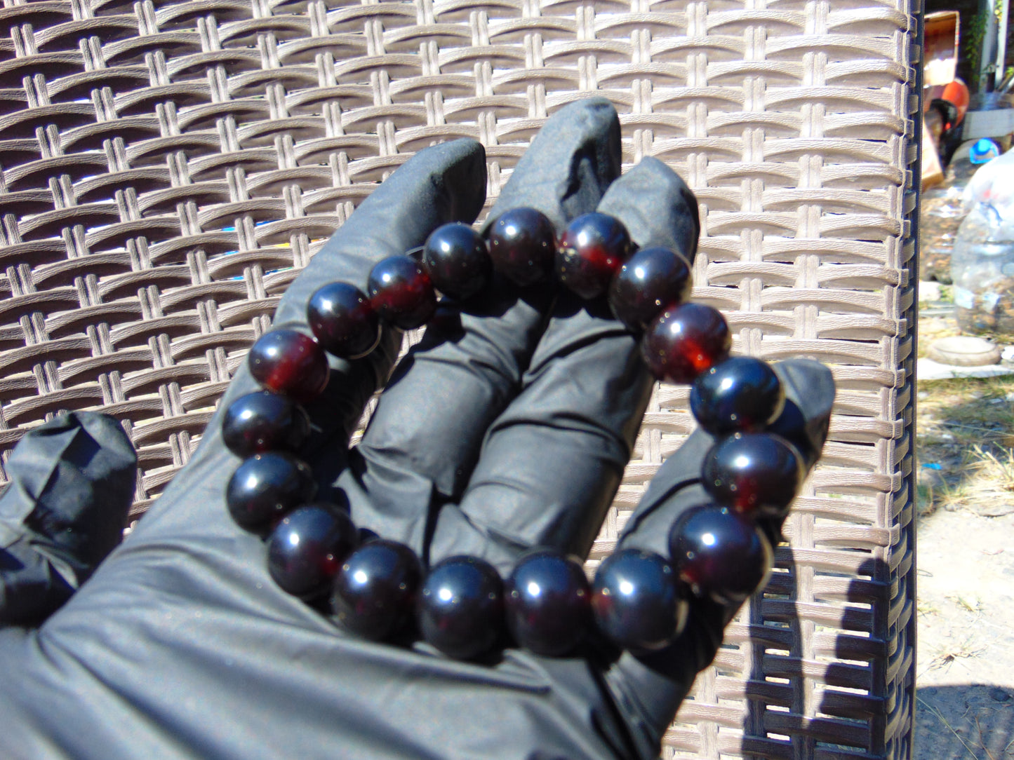 18 Gram 18 small Beads Bracelet Indonesian Cherry Red Amber 12 mm for Healing FR97