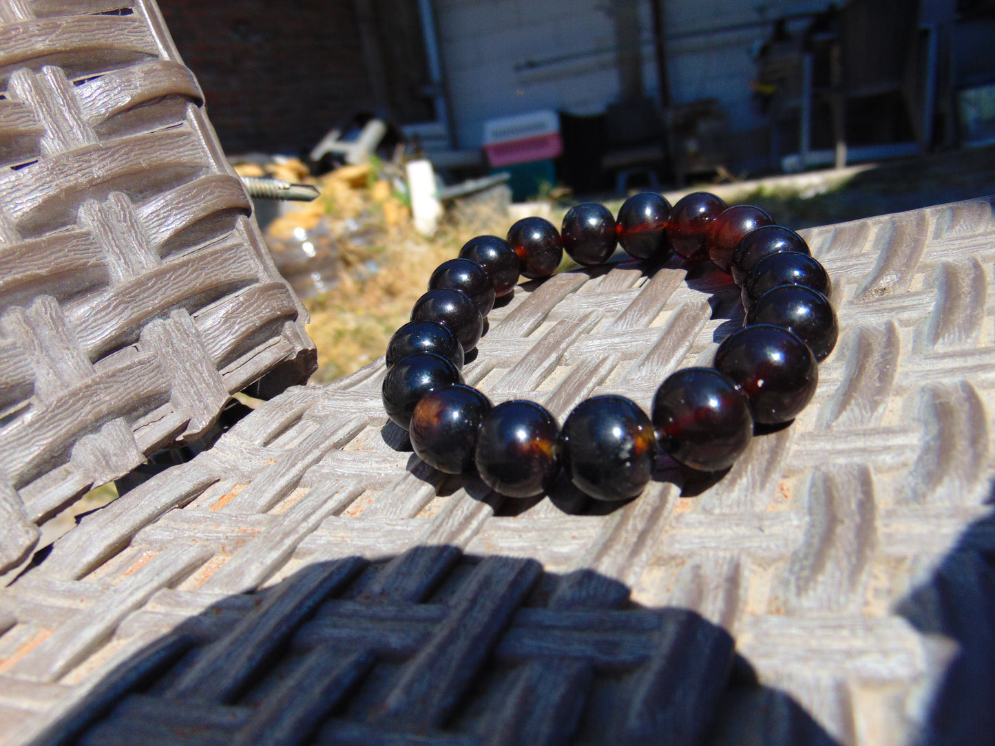 17 Gram 18 small Beads Bracelet Indonesian Dark Red Amber 12 mm for Healing FR90