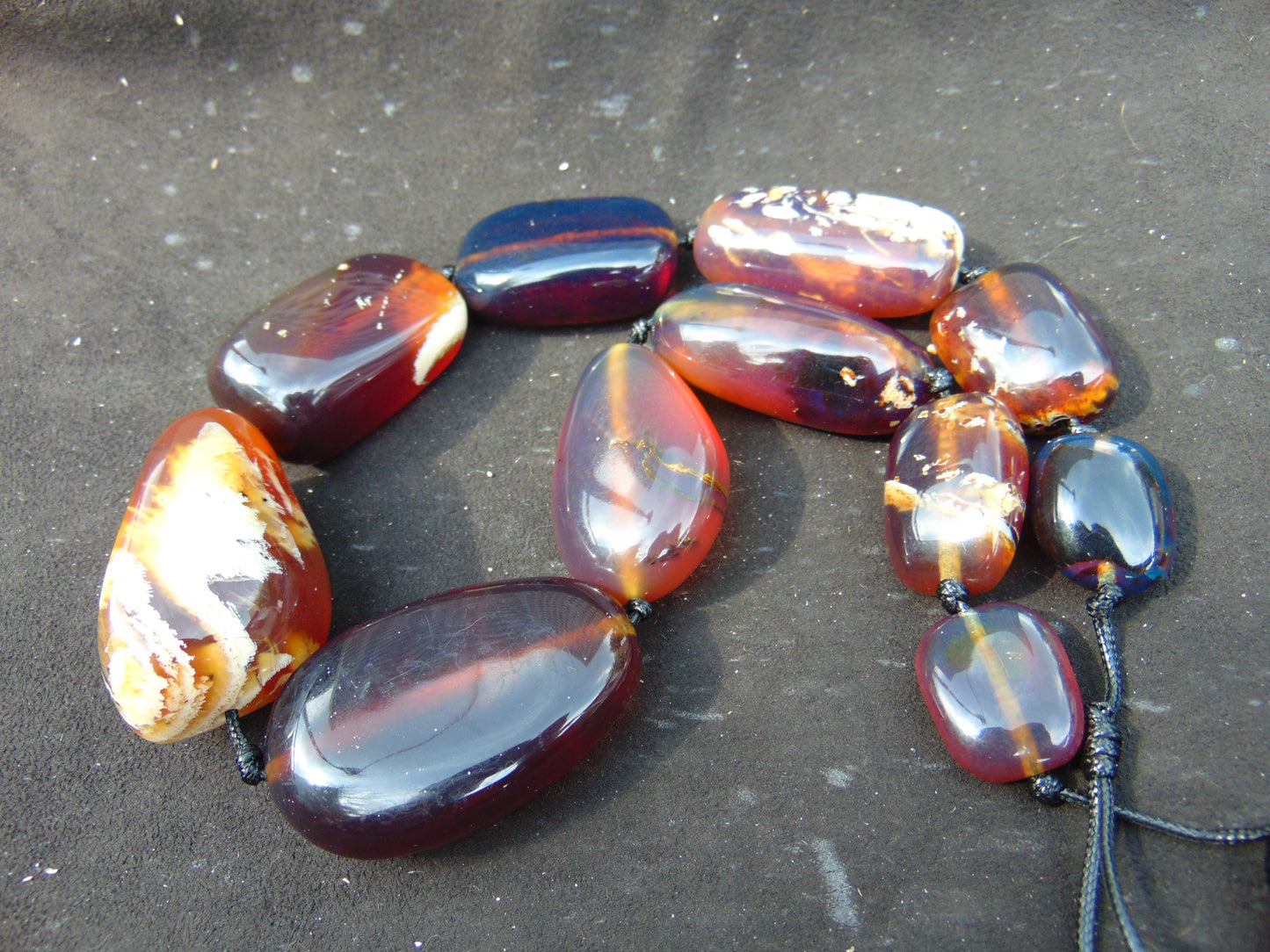 204 gr Small Beads Combination Necklace Indonesian Yellow Blue Amber for Healing A11K71