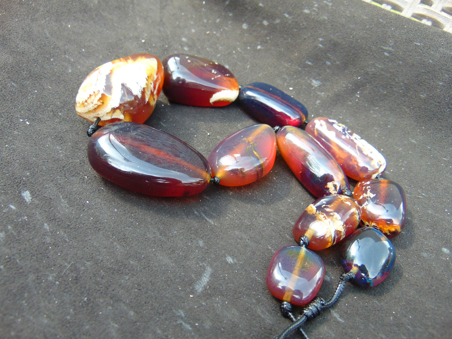 204 gr Small Beads Combination Necklace Indonesian Yellow Blue Amber for Healing A11K71