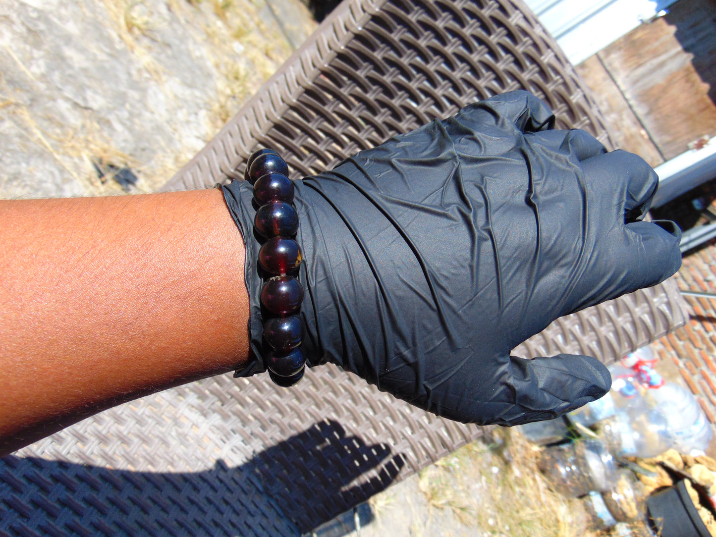 17 Gram 18 small Beads Bracelet Indonesian Dark Red Amber 12 mm for Healing FR90