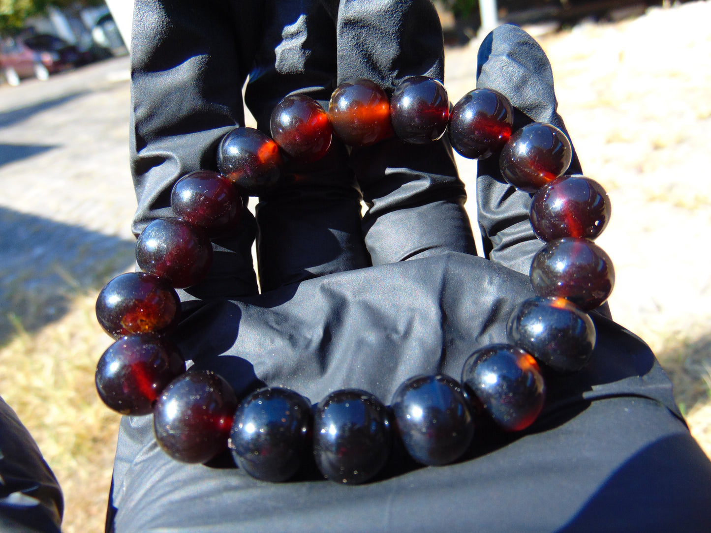 17 Gram 18 small Beads Bracelet Indonesian Dark Red Amber 12 mm for Healing FR90