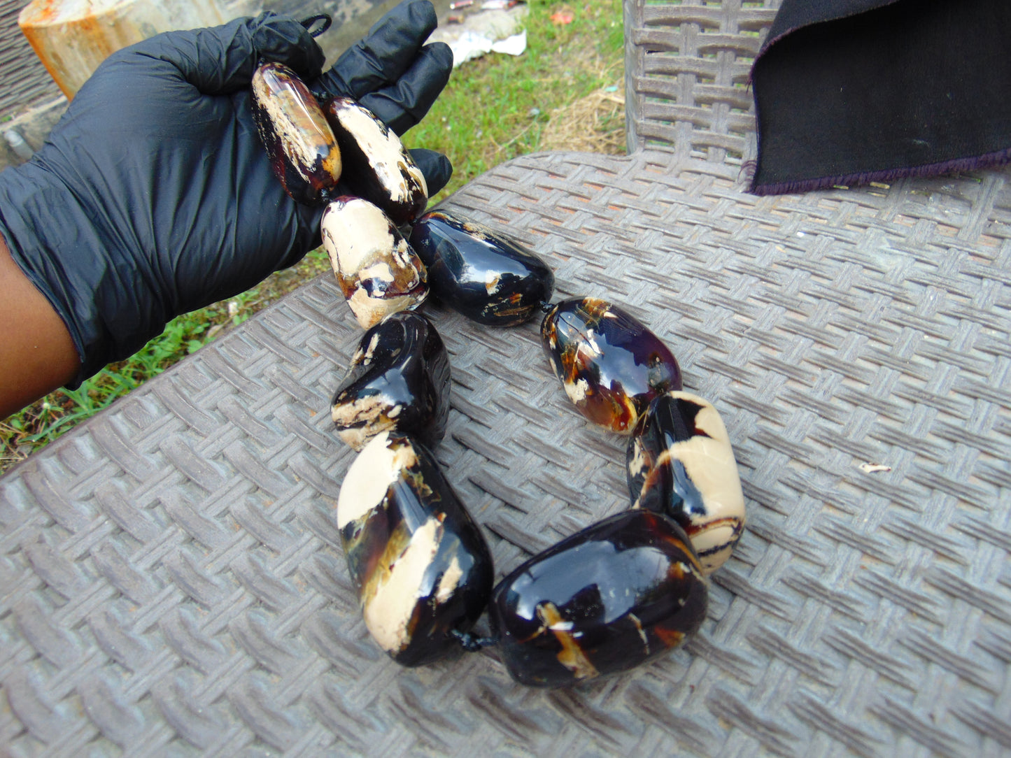 306 gr Big Necklace Indonesian Dark Blue Amber for Healing A9K68