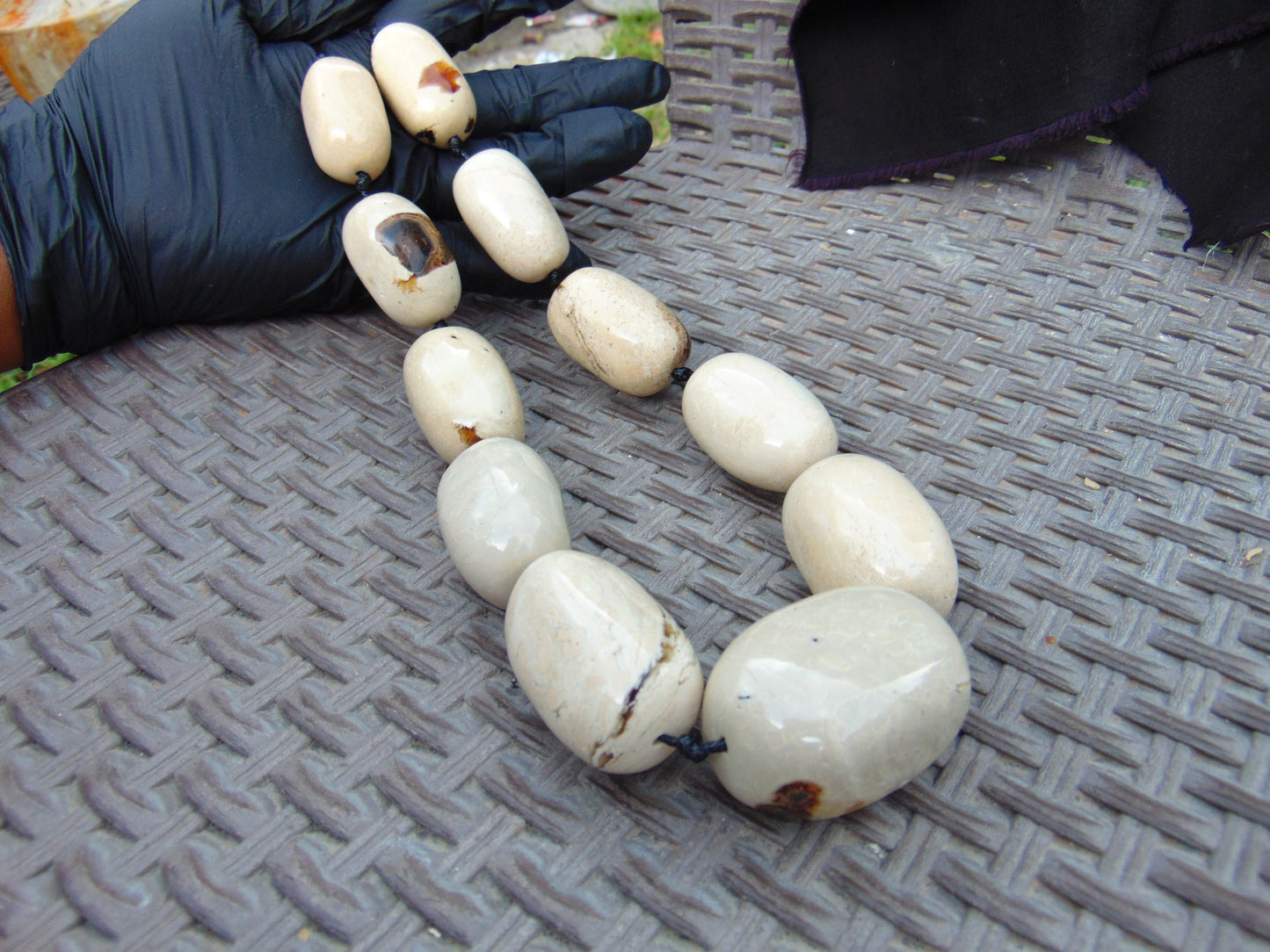 227 gram Small Beads Combination Necklace Indonesian White Amber for Healing A11K32