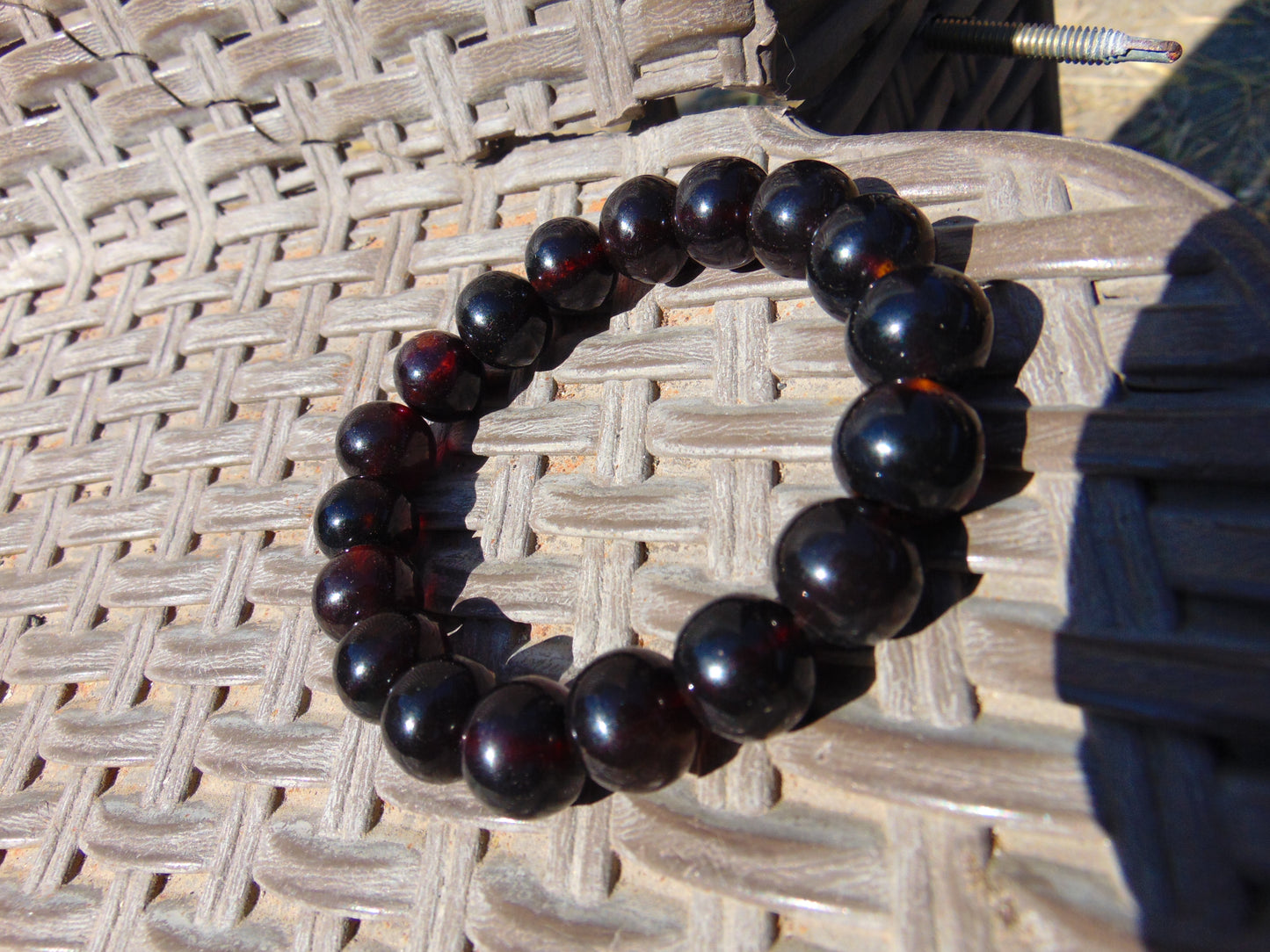 18 Gram 18 small Beads Bracelet Indonesian Cherry Red Amber 12 mm for Healing FR95