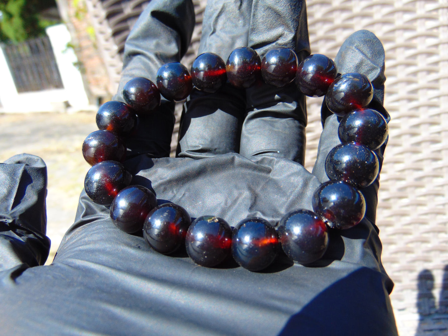18 Gram 18 small Beads Bracelet Indonesian Cherry Red Amber 12 mm for Healing FR95