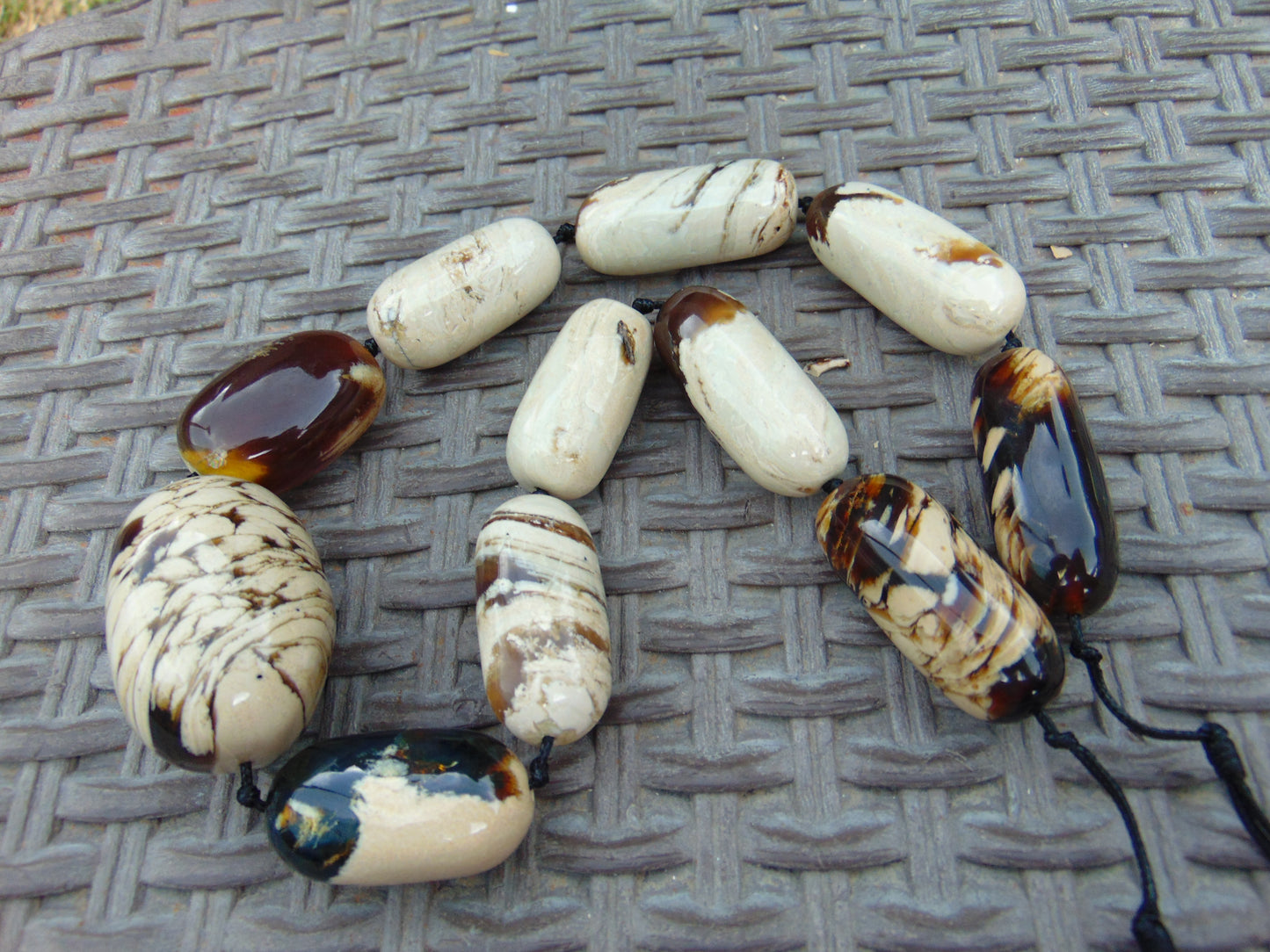 134 gr Small Beads Combination Necklace Indonesian White Amber for Healing A11K54