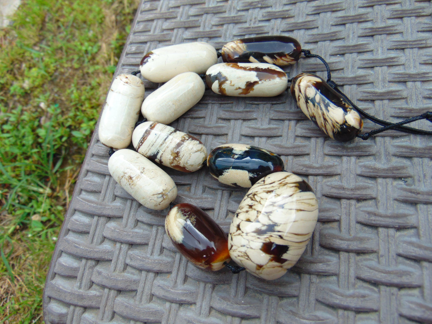 134 gr Small Beads Combination Necklace Indonesian White Amber for Healing A11K54