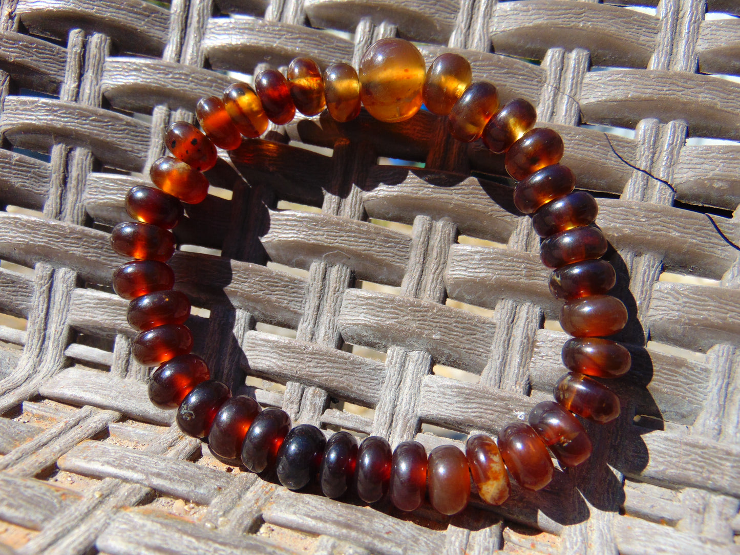 17 Gram 33 small Beads Bracelet Tasbih Indonesian Yellow Red Amber for Healing BT8