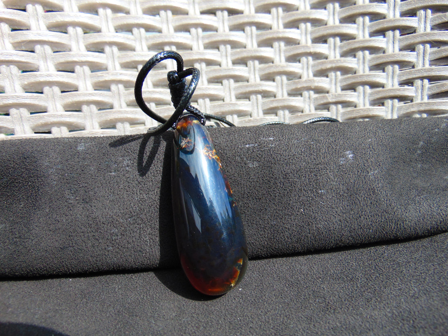 31 gr Teardrop Pendant Indonesian blue Green Amber for Healing PEN518