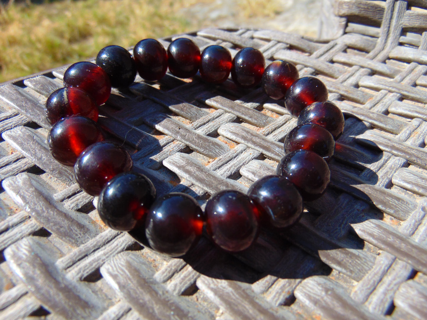 18 Gram 18 small Beads Bracelet Indonesian Cherry Red Amber 12 mm for Healing FR89