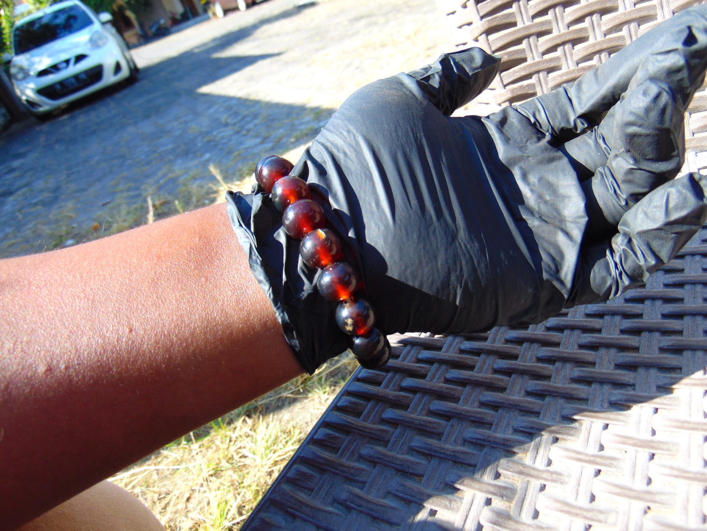 18 Gram 18 small Beads Bracelet Indonesian Cherry Red Amber 12 mm for Healing FR89