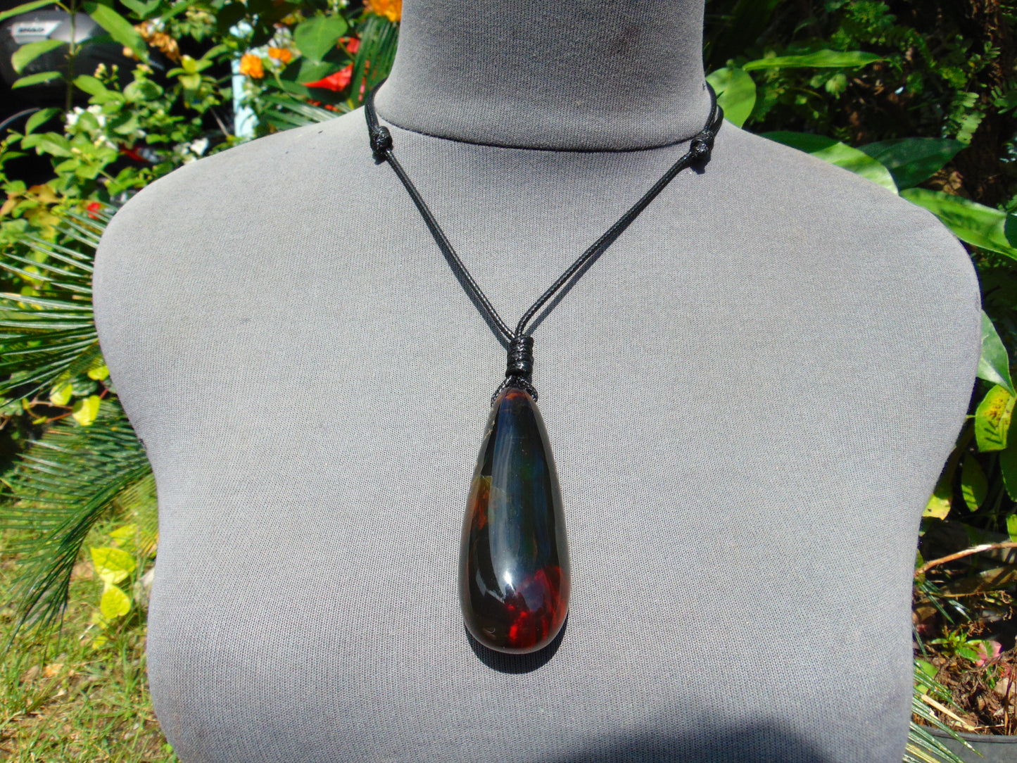 31 gr Teardrop Pendant Indonesian blue Green Amber for Healing PEN518