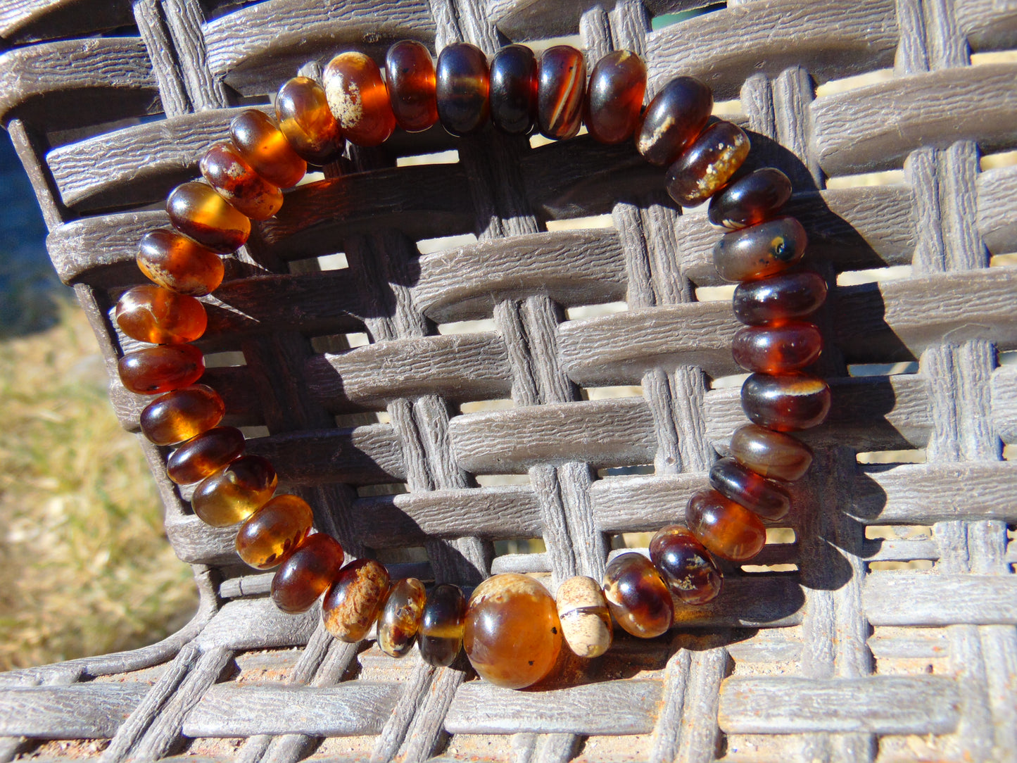 12 Gram 18 small Beads Bracelet TASBIH Indonesian Yellow Red White Amber for Healing FR92