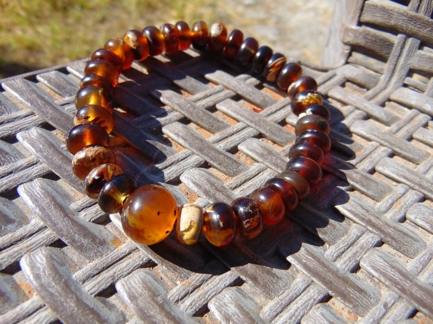 12 Gram 18 small Beads Bracelet TASBIH Indonesian Yellow Red White Amber for Healing FR92