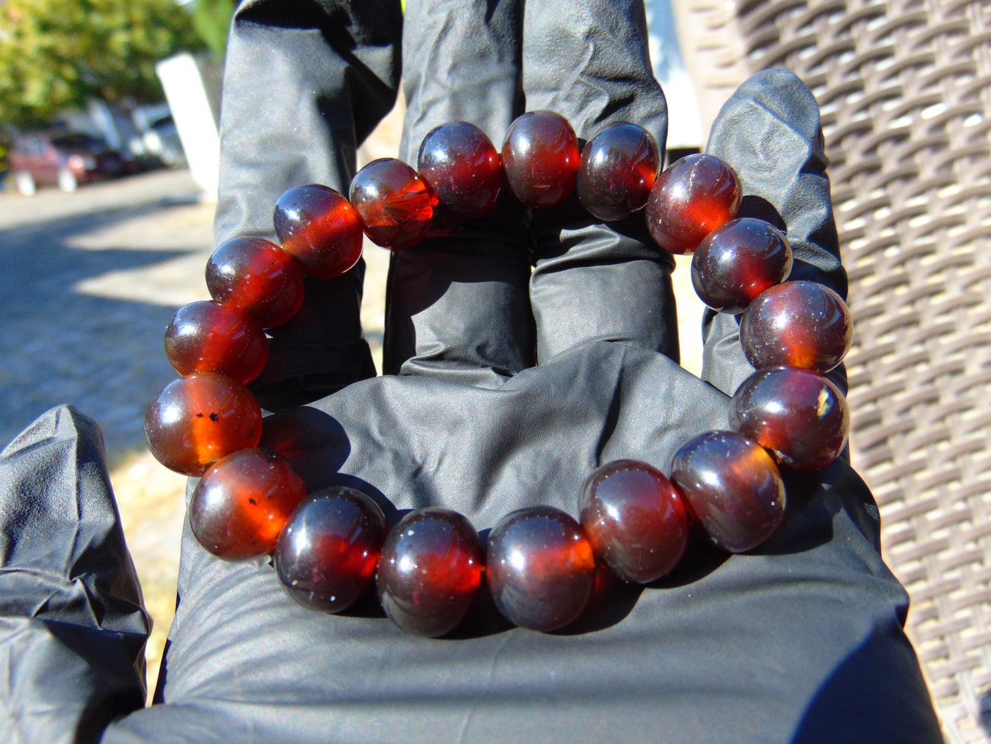18 Gram 18 small Beads Bracelet Indonesian Cherry Red Amber for Healing FR99