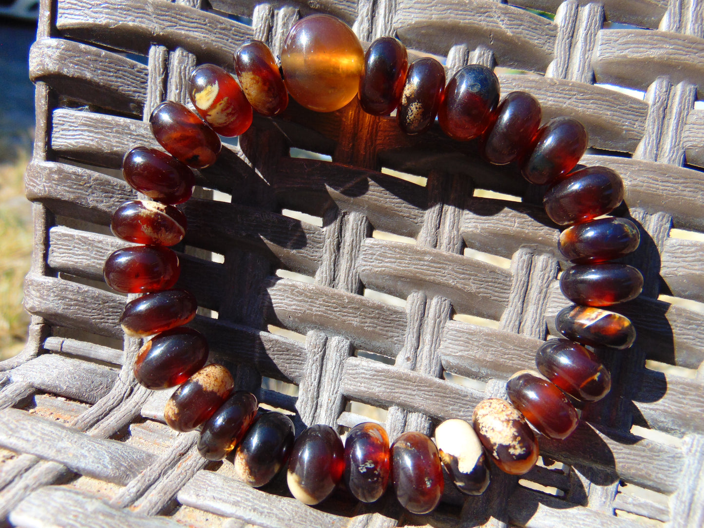 17 gr Bracelet Tasbih 33+1 Beads Indonesian White Yellow Red Bluish Amber for Healing BT5
