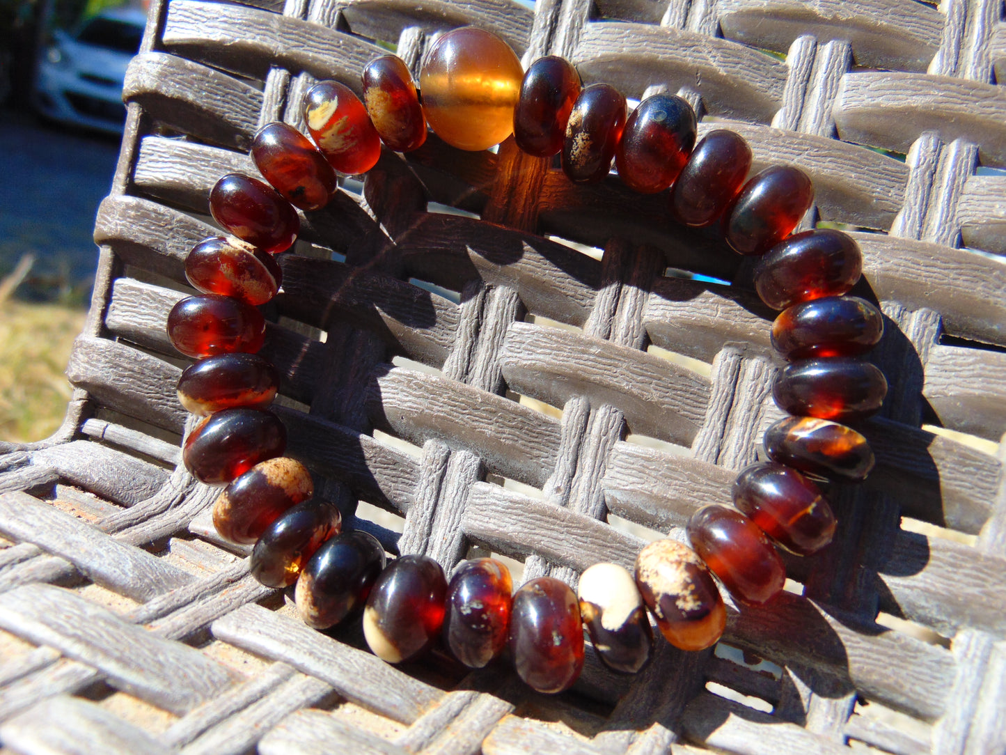 17 gr Bracelet Tasbih 33+1 Beads Indonesian White Yellow Red Bluish Amber for Healing BT5