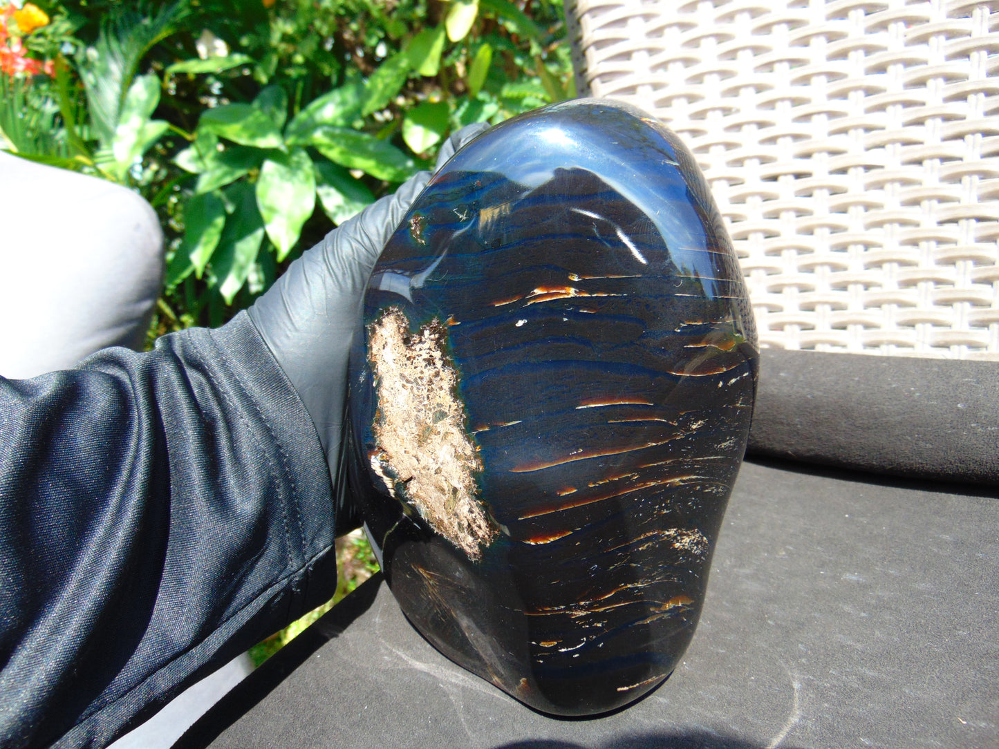 1111 gram Full polished Indonesian Blue Black Amber for Healing ML71