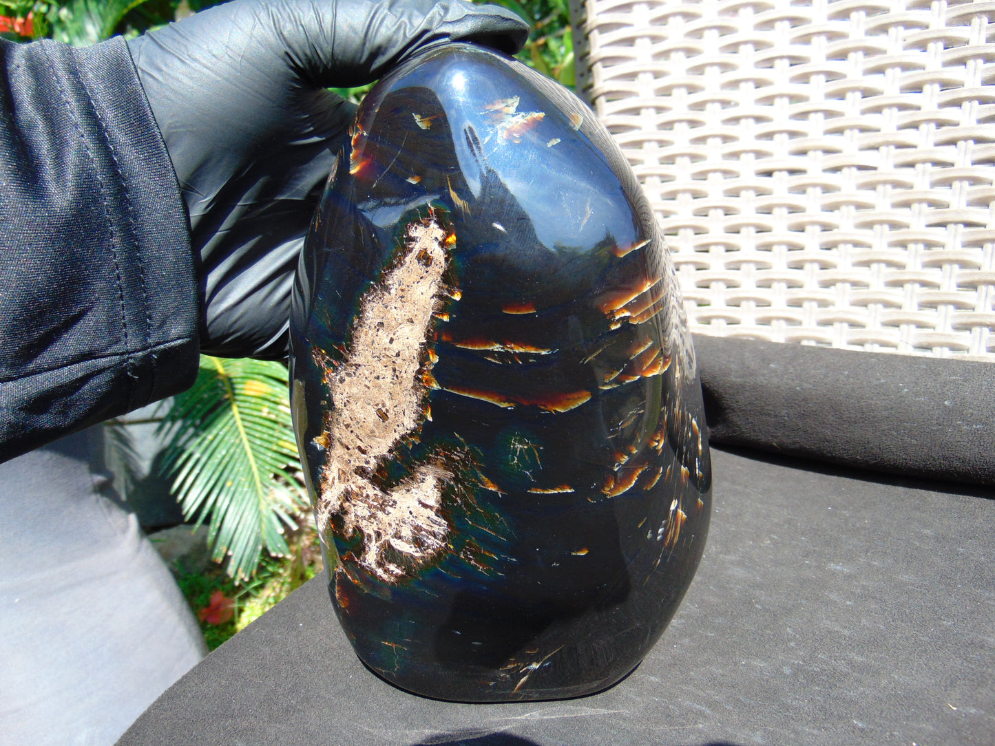 1111 gram Full polished Indonesian Blue Black Amber for Healing ML71