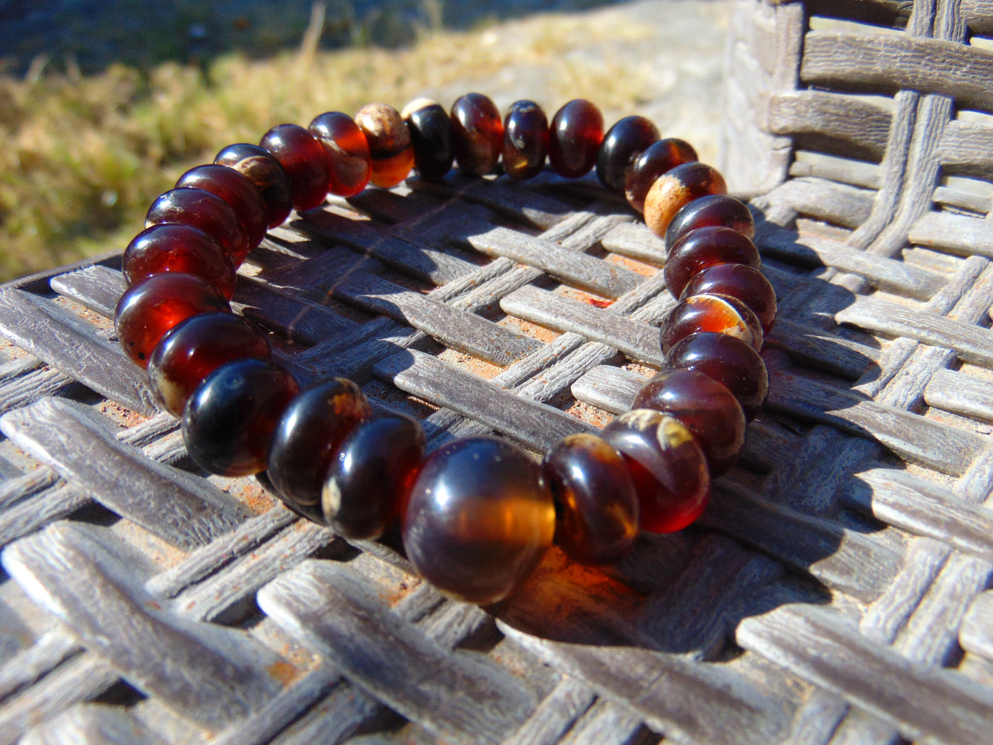 17 gr Bracelet Tasbih 33+1 Beads Indonesian White Yellow Red Bluish Amber for Healing BT5