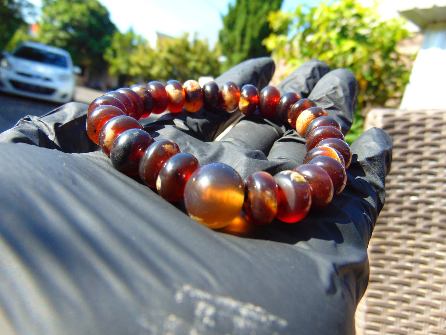 17 gr Bracelet Tasbih 33+1 Beads Indonesian White Yellow Red Bluish Amber for Healing BT5