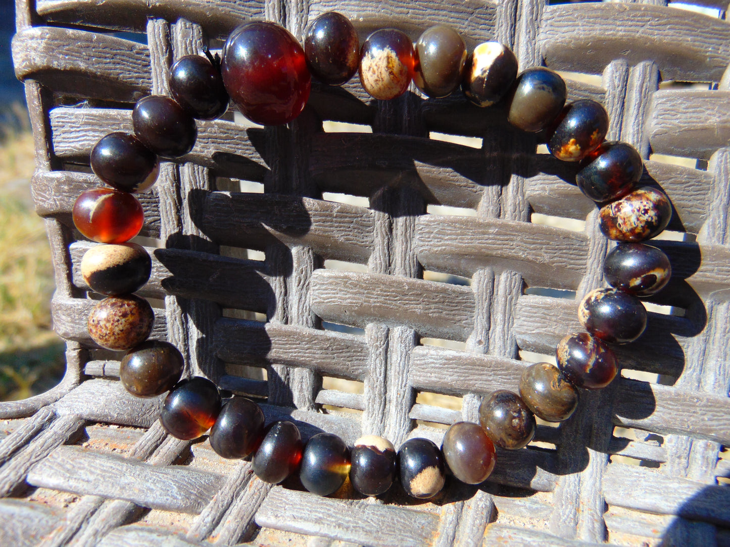 9 Gram 33 small Beads Bracelet Tasbih Indonesian Dark White Amber for Healing FR102
