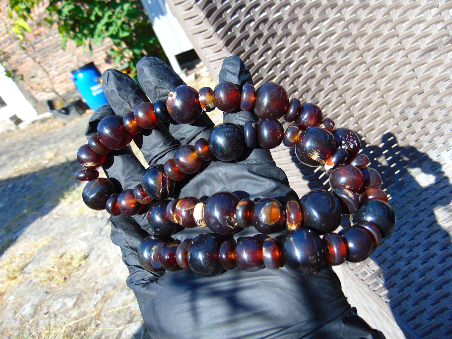 92 gr Small Beads Combination Necklace Indonesian Red Cherry Amber for Healing FR71
