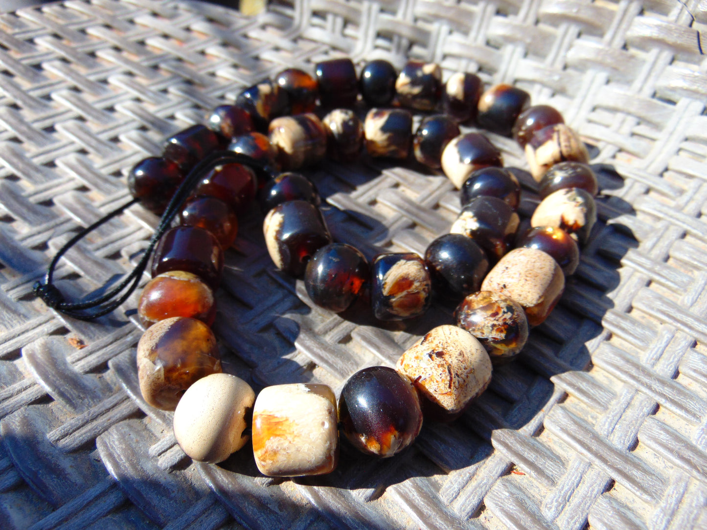 104 gr Small Beads Combination Necklace Indonesian Red White Amber for Healing FR72