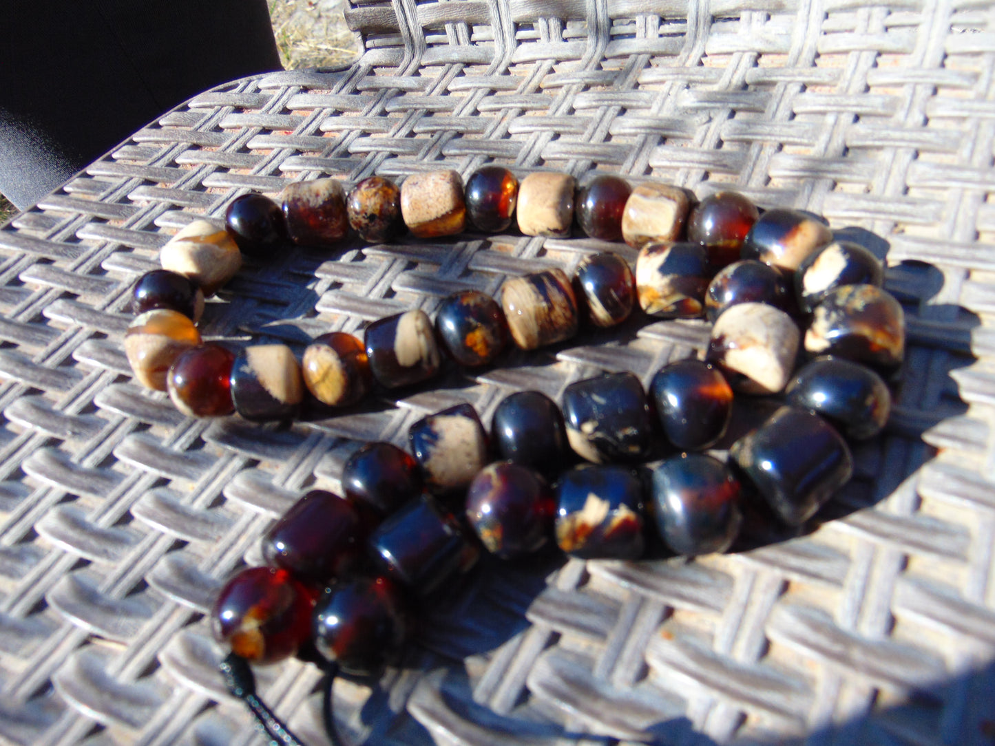 104 gr Small Beads Combination Necklace Indonesian Red White Amber for Healing FR72