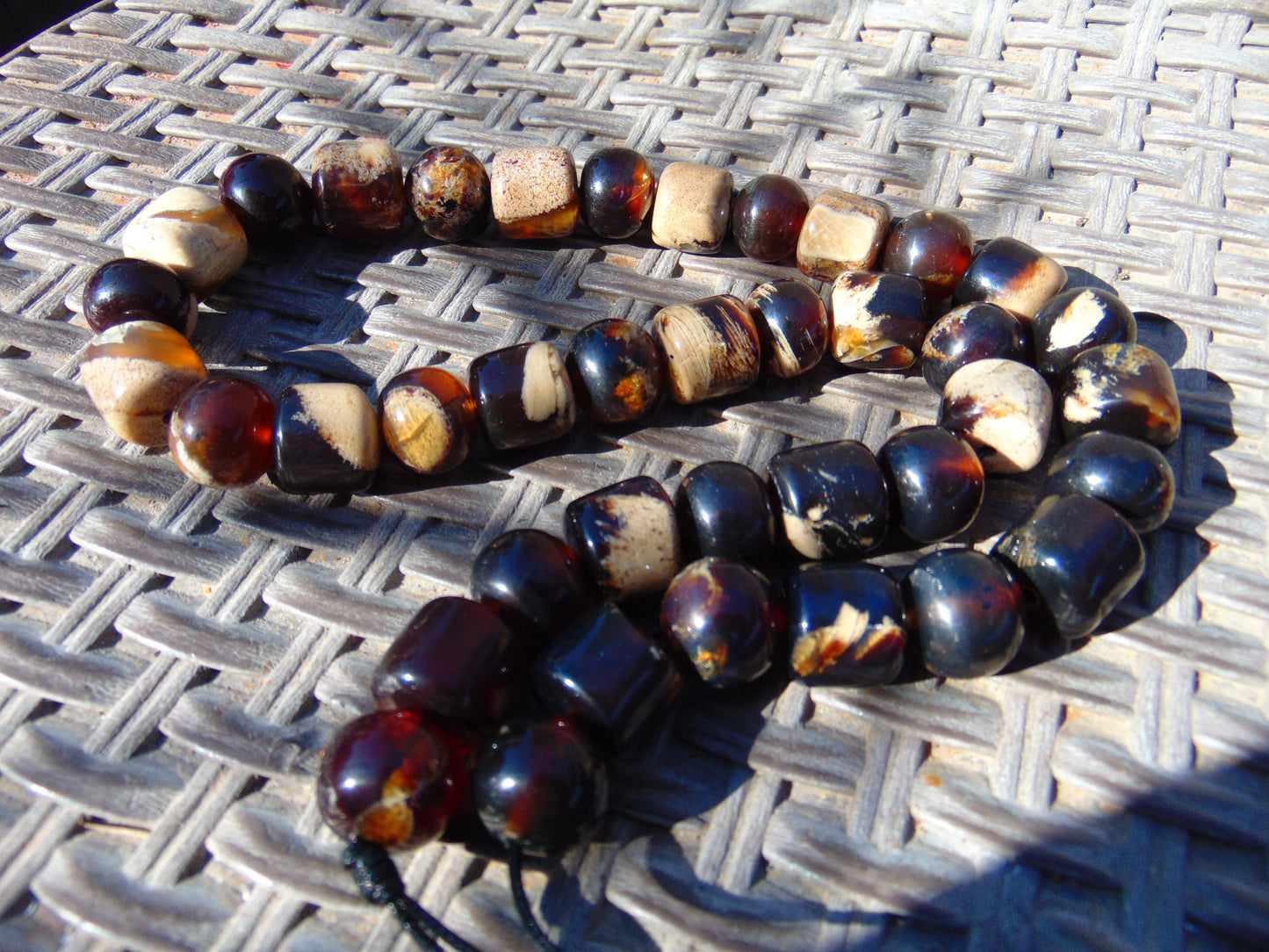 104 gr Small Beads Combination Necklace Indonesian Red White Amber for Healing FR72