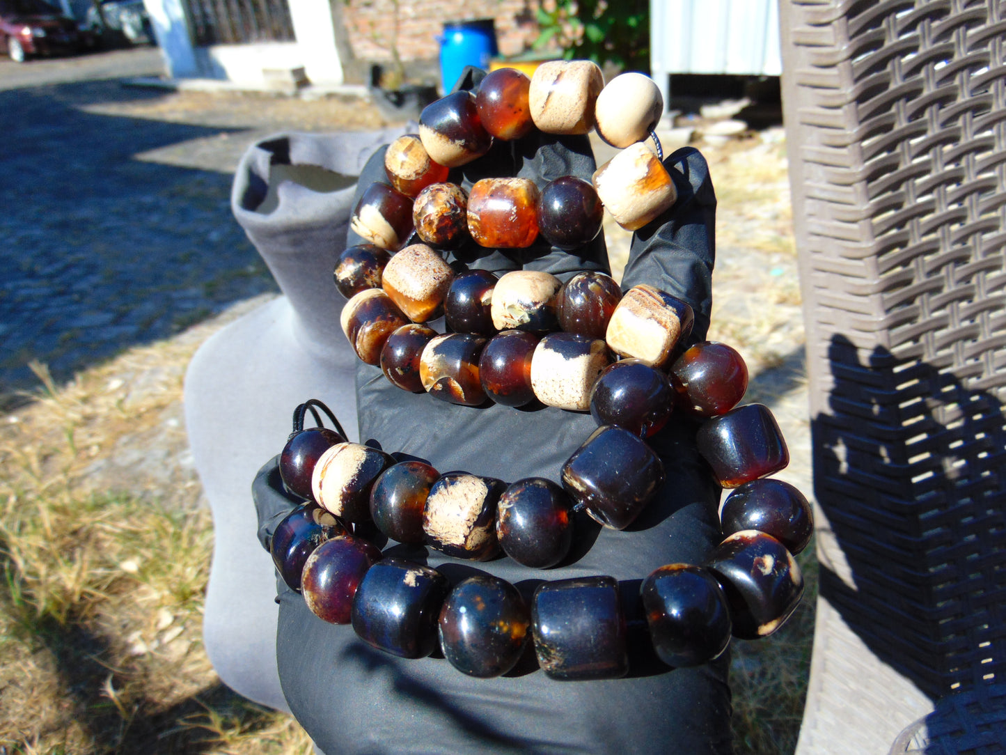 104 gr Small Beads Combination Necklace Indonesian Red White Amber for Healing FR72
