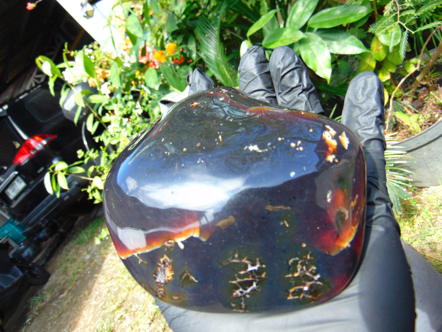343 gram Full polished Indonesian Blue Amber for Healing AR127
