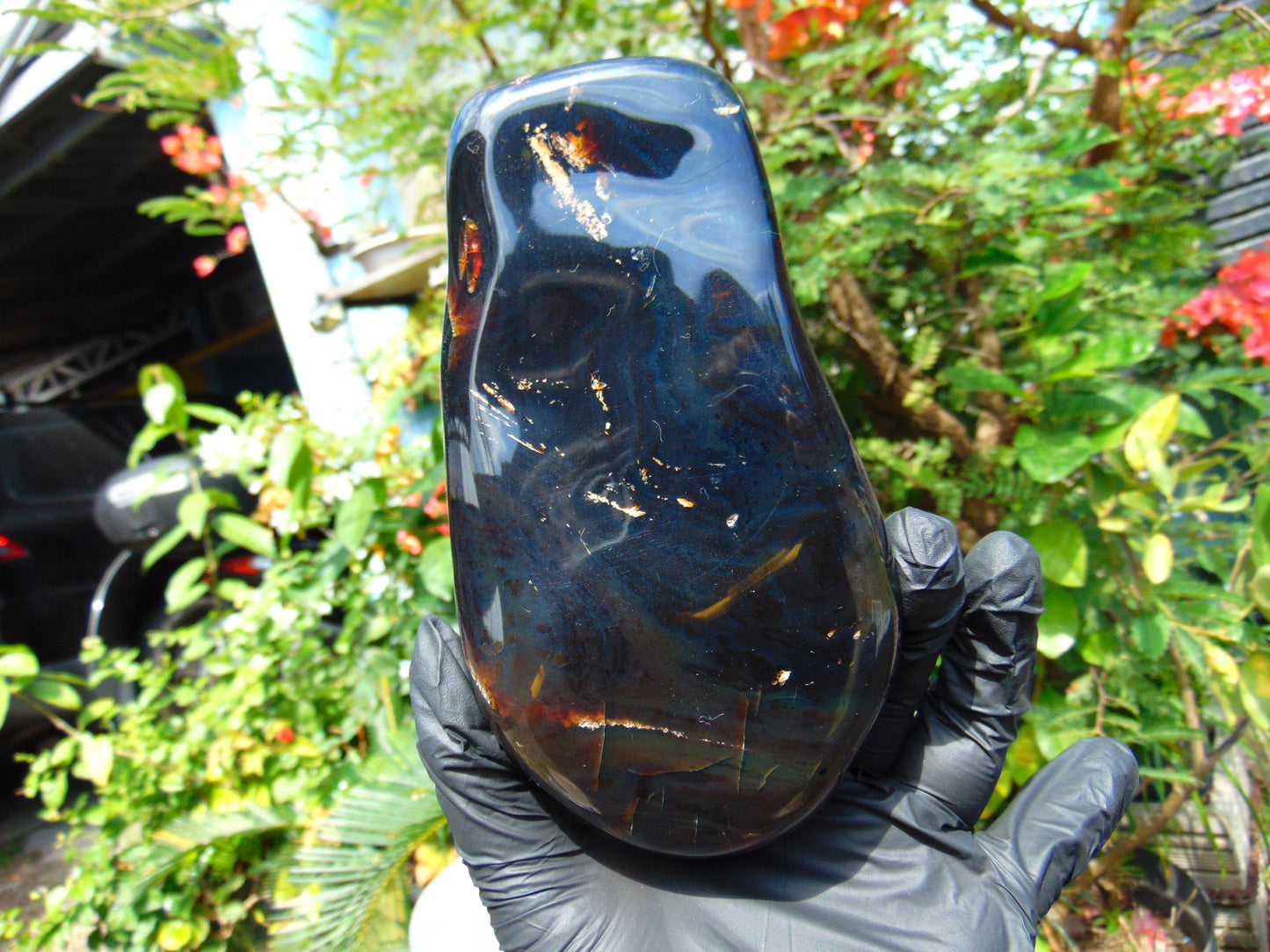 452 gram Full polished Indonesian Blue Amber for Healing ML69