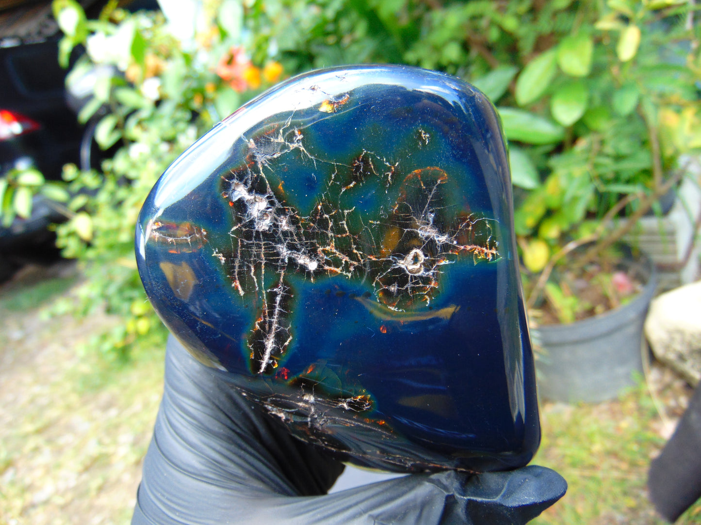 340 gram Full polished Indonesian Blue Amber for Healing AR125