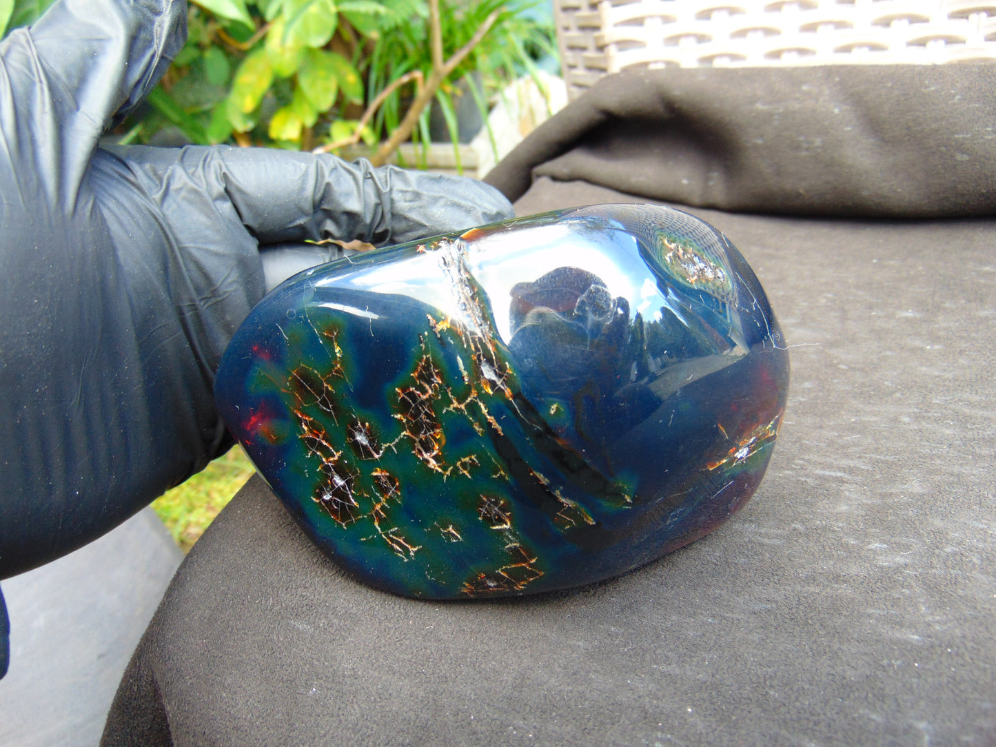 340 gram Full polished Indonesian Blue Amber for Healing AR125