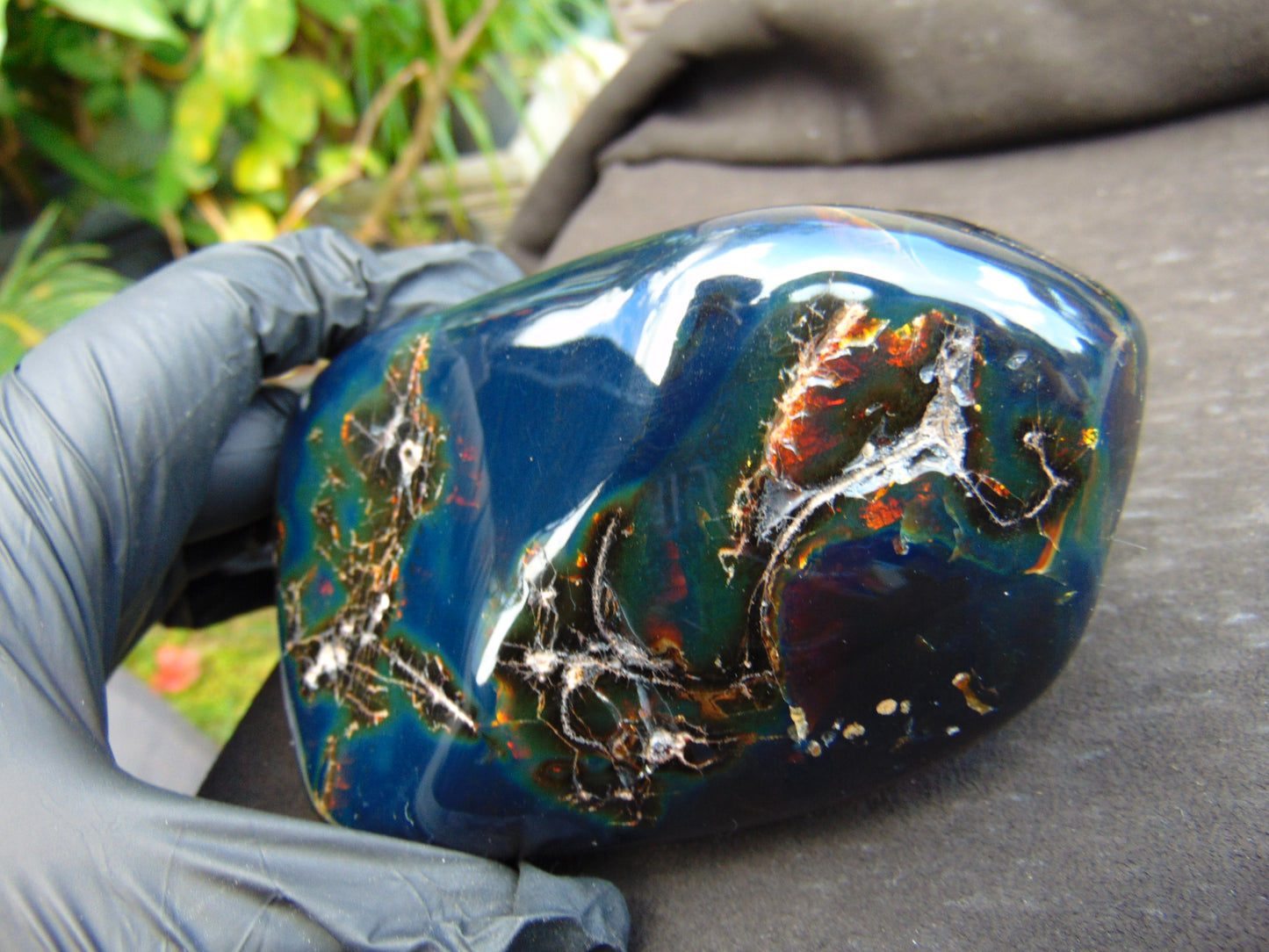 340 gram Full polished Indonesian Blue Amber for Healing AR125